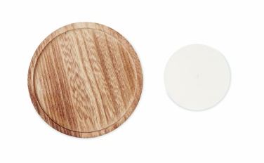 Logo trade promotional giveaway photo of: Candle on round wooden base