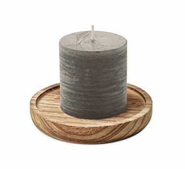 Logo trade promotional giveaways picture of: Candle on round wooden base
