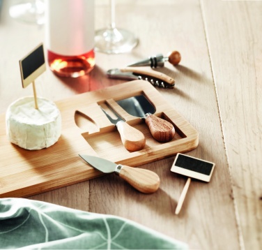 Logo trade promotional product photo of: Bamboo Cheese board set Leipzig