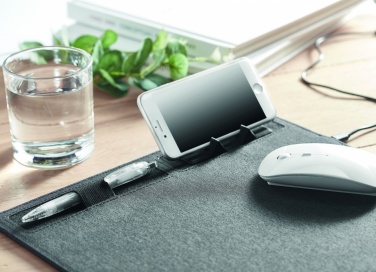 Logo trade promotional giveaways image of: RPET mouse mat charger 15W