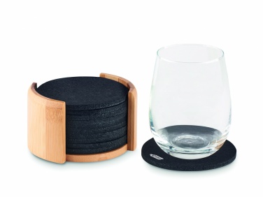Logo trade promotional gifts picture of: RPET coasters in bamboo holder