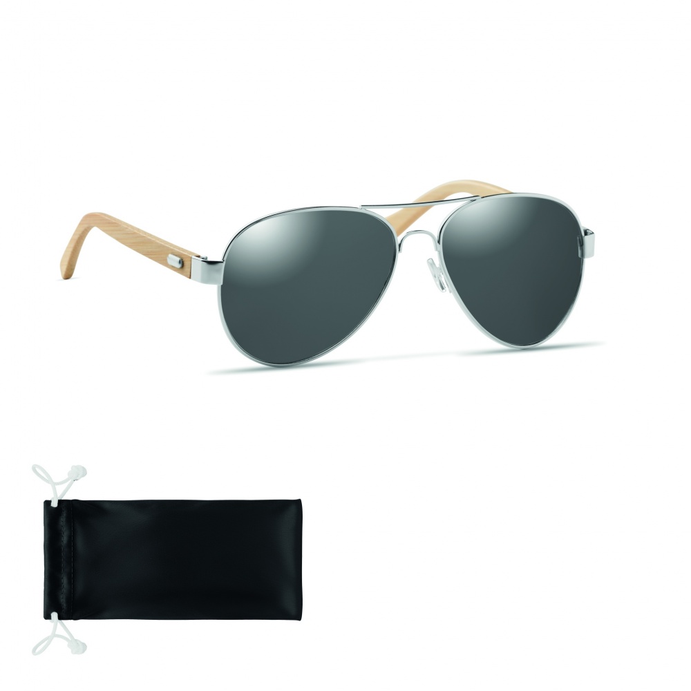 Logo trade promotional product photo of: Bamboo sunglasses in pouch TARTU