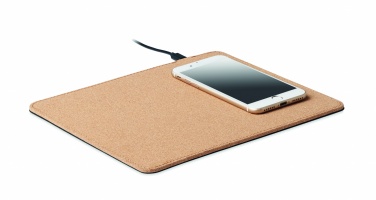 Logo trade advertising products image of: Cork mouse mat charger 15W