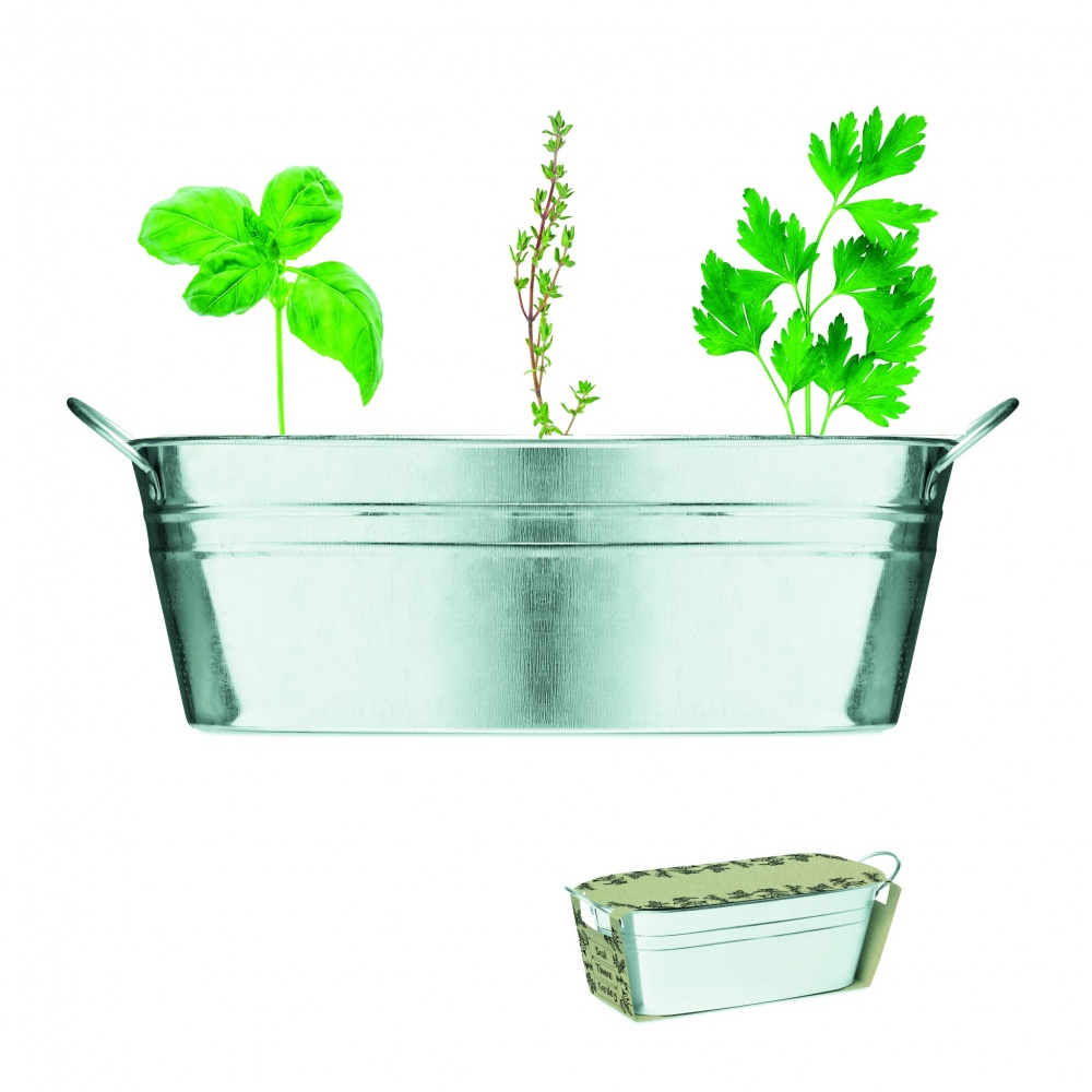 Logo trade promotional gifts picture of: Zinc tub with 3 herbs seeds