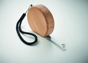 Logo trade promotional giveaways image of: Measuring tape in bamboo 2m