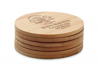 Logo trade promotional giveaway photo of: Set of 6 bamboo coasters