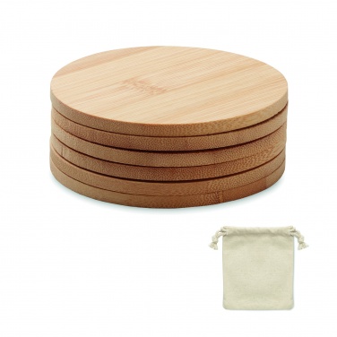 Logo trade corporate gifts image of: Set of 6 bamboo coasters