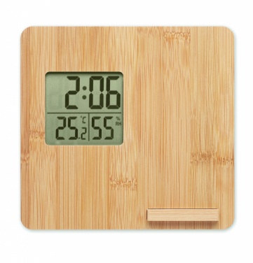 Logo trade advertising products picture of: Bamboo weather station 10W