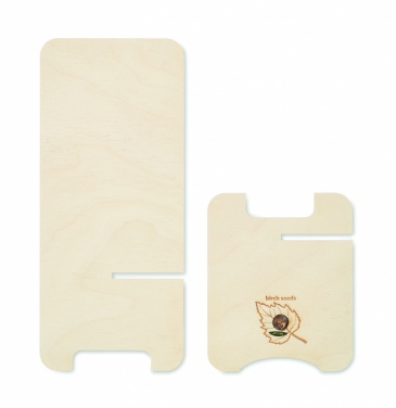 Logo trade promotional giveaways image of: Birch Wood phone stand
