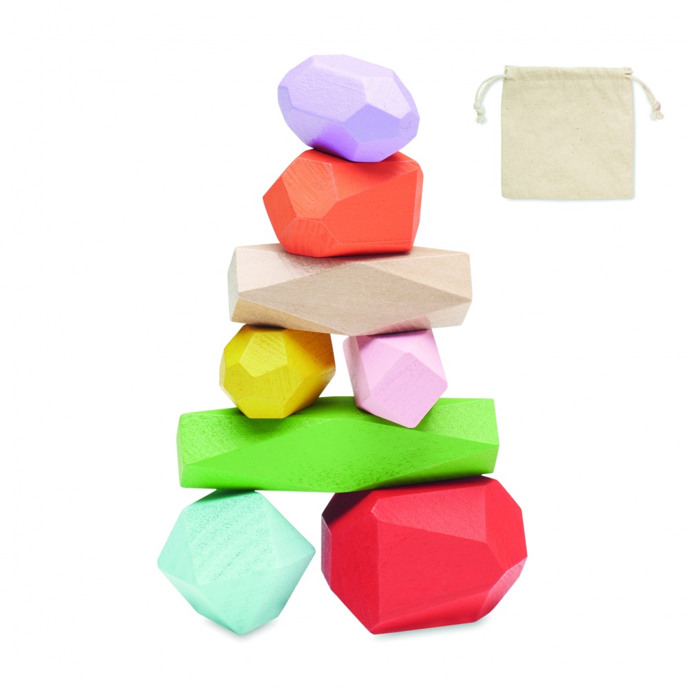 Logotrade promotional gift picture of: 8 stacking wood rocks in pouch
