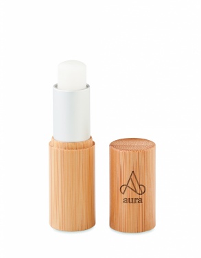 Logo trade promotional giveaway photo of: Lip balm in bamboo tube box