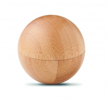 Logo trade promotional gift photo of: Lip balm in round bamboo case