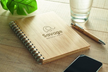 Logo trade promotional gift photo of: A5 ring bound Bamboo notebook