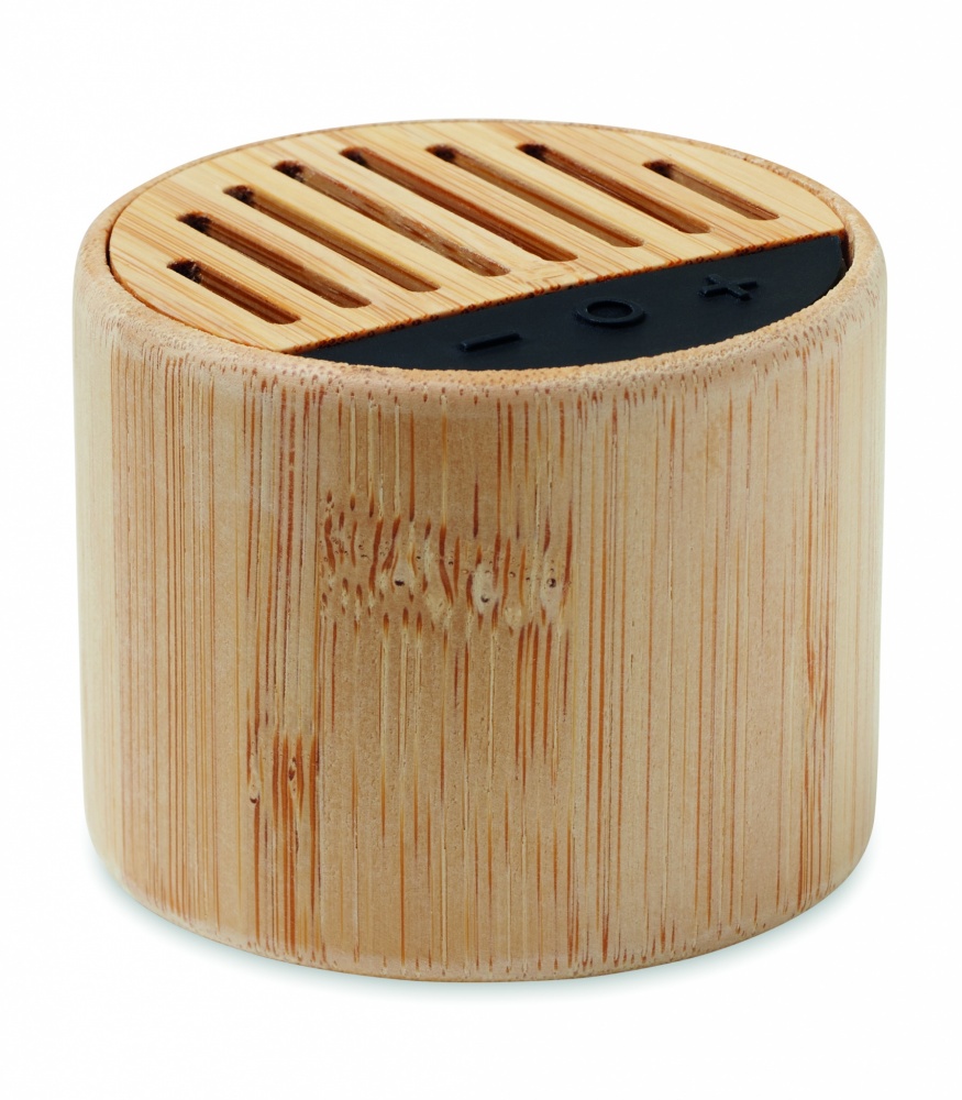 Logotrade promotional item picture of: Round bamboo wireless speaker