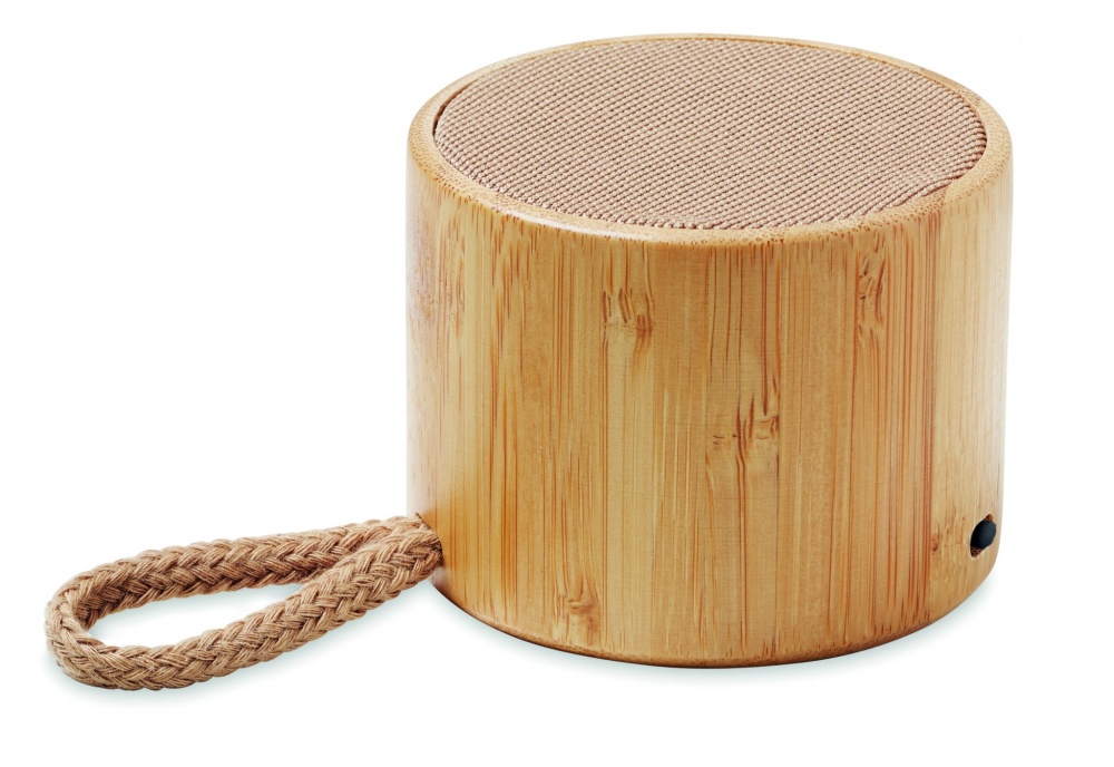 Logotrade corporate gift image of: Round bamboo wireless speaker