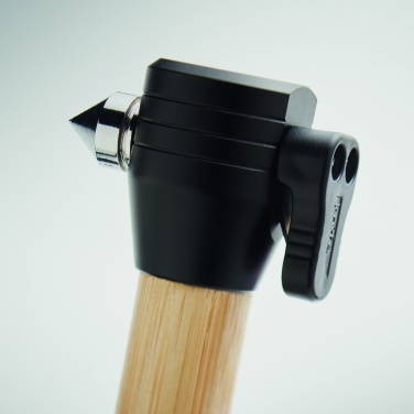 Logotrade promotional giveaway image of: 3-in-1 bamboo flashlight with an emergency hammer and seatbelt cutter