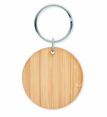 Logotrade advertising product image of: Round bamboo key ring Pieksämäki