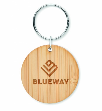 Logotrade promotional gift image of: Round bamboo key ring Pieksämäki