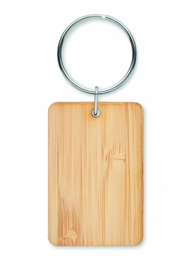 Logotrade promotional merchandise photo of: Rectangular bamboo key ring Riihimäki