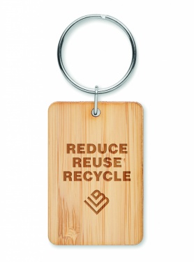 Logo trade business gifts image of: Rectangular bamboo key ring Riihimäki
