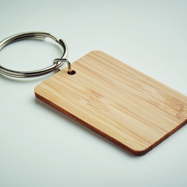 Logotrade promotional gifts photo of: Rectangular bamboo key ring Riihimäki