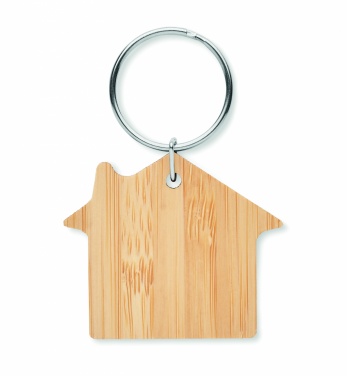 Logotrade promotional item image of: House shaped bamboo key ring Järvenpää