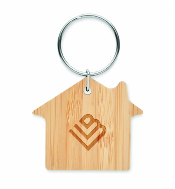Logotrade promotional giveaway image of: House shaped bamboo key ring Järvenpää