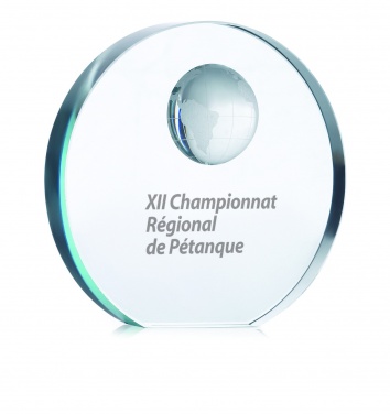 Logo trade promotional giveaways image of: Globe glass trophy