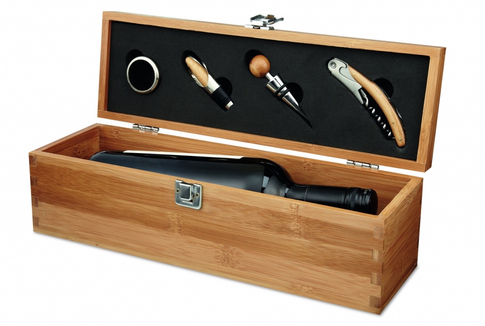 Logotrade promotional giveaway image of: Wine set in bamboo box