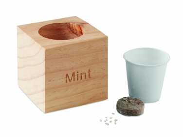 Logo trade promotional merchandise photo of: Herb pot wood "MINT"
