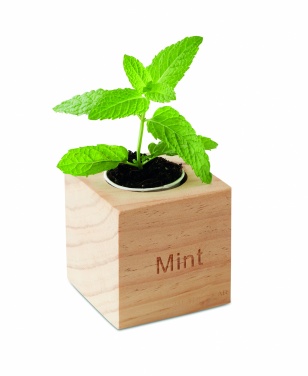 Logo trade promotional items picture of: Herb pot wood "MINT"