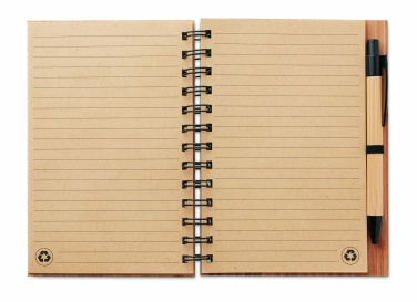 Logo trade promotional merchandise photo of: Bamboo notebook with pen lined BAMBLOC