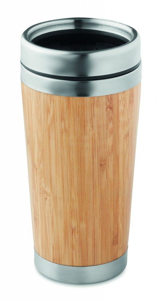 Logo trade promotional merchandise photo of: Double wall bamboo flask 430ml