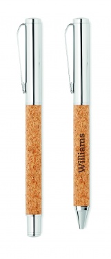 Logotrade promotional gift image of: Metal Ball pen set in cork box