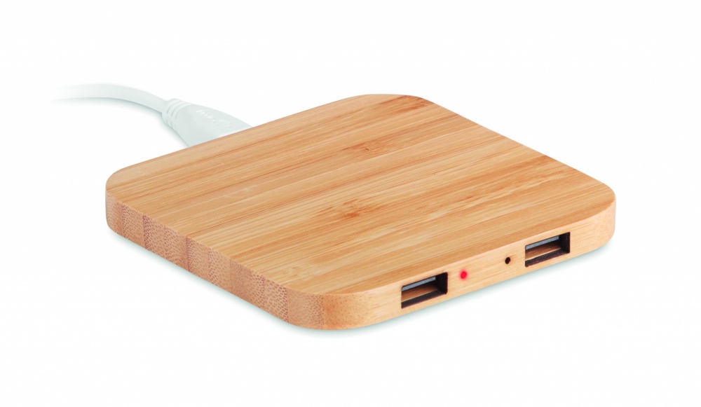 Logo trade business gift photo of: Bamboo wireless charge pad 5W