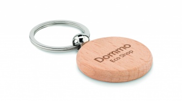 Logo trade corporate gifts image of: Round wooden key ring Saldus