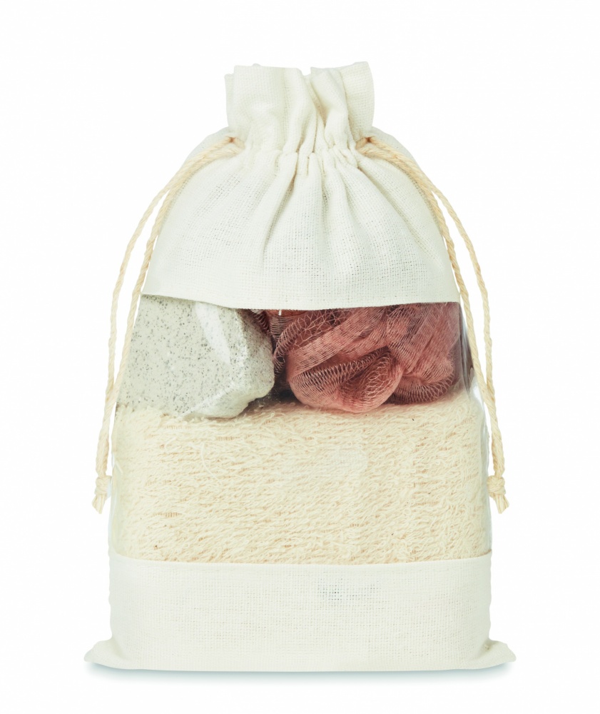 Logo trade business gift photo of: Bath set in cotton pouch