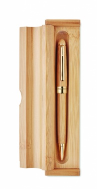 Logo trade business gifts image of: Bamboo twist-action ballpoint pen in a box