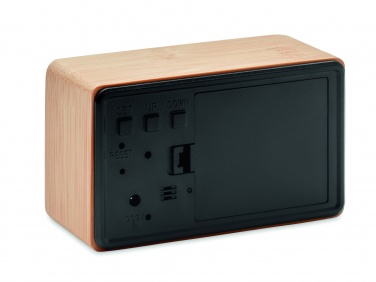 Logo trade corporate gifts image of: LED alarm clock bamboo casing Düsseldorf