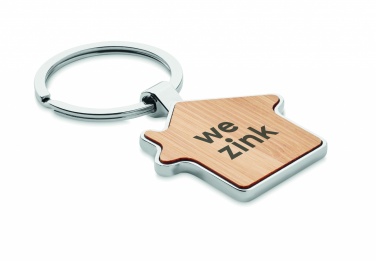Logo trade corporate gifts image of: House key ring metal bamboo NORDIC