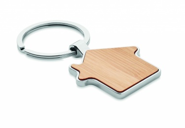Logo trade business gifts image of: House key ring metal bamboo NORDIC