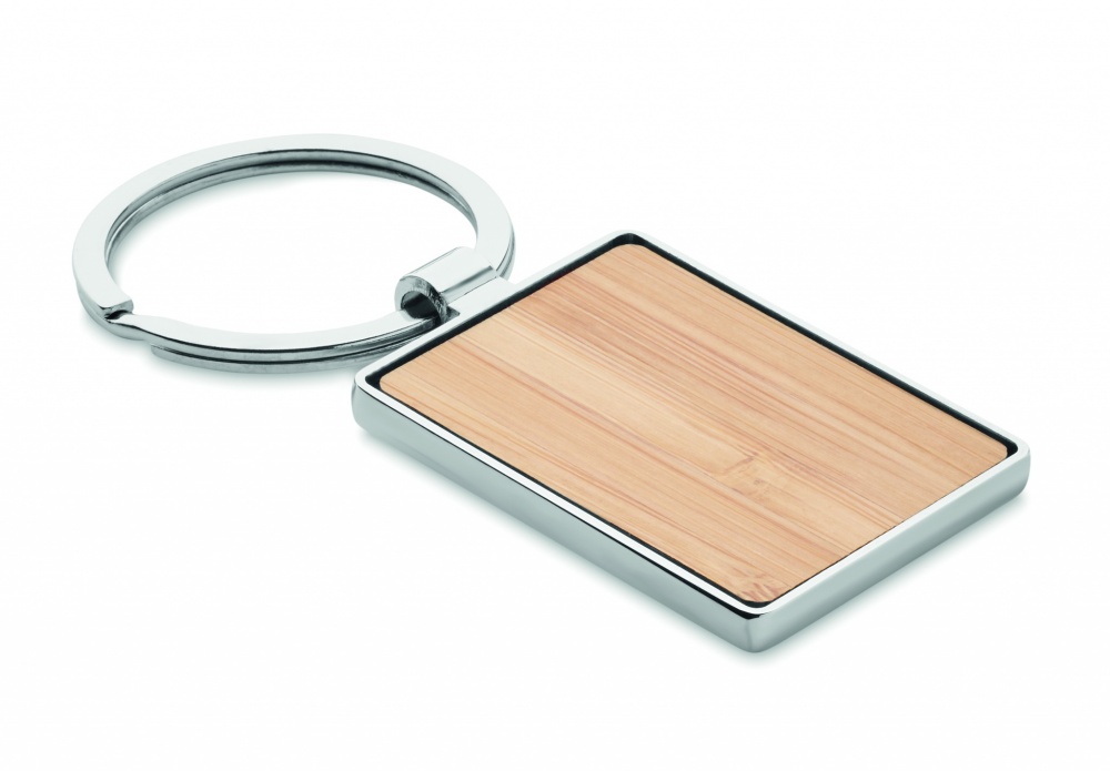 Logo trade promotional giveaway photo of: Rectangular key ring bamboo WEST