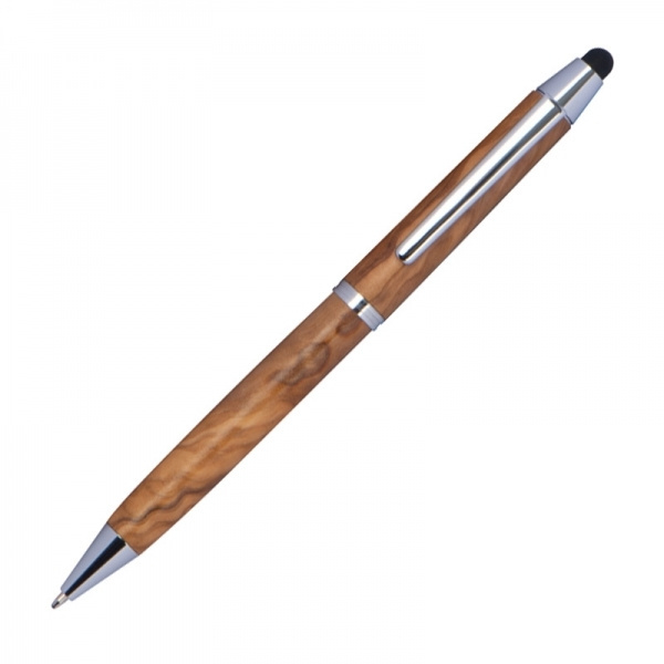 Logo trade promotional gift photo of: Wooden ballpen with touch function ERFURT