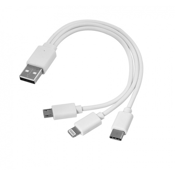 Logo trade promotional merchandise image of: 3 in 1 USB cable type c + micro USB + lightning