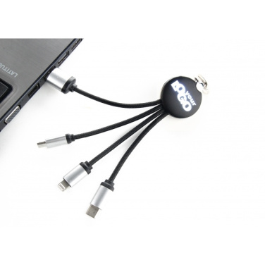 Logo trade business gifts image of: 3in1 cable with enlighted logo for engraving, RXD-368
