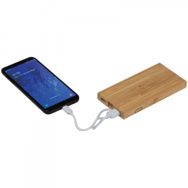 Logo trade promotional giveaways picture of: Bamboo power bank KATOWICE
