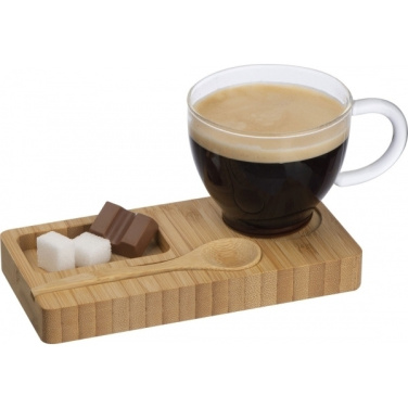 Logo trade promotional giveaways image of: Tray with cup and spoon FORMOSA 150 ml