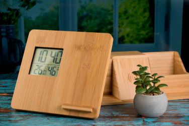 Logotrade promotional item image of: Bamboo weather station GRANADA