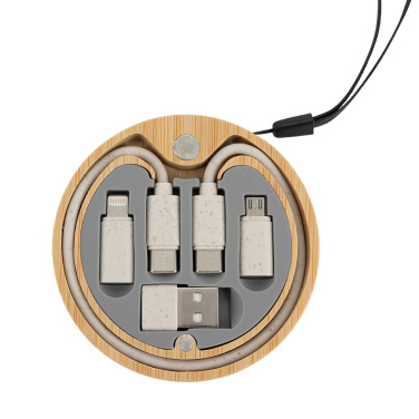 Logotrade business gift image of: 4in1 cable in wooden case, LH-ZM01