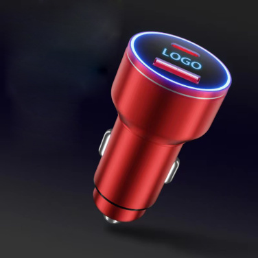 Logo trade promotional giveaways picture of: Car charger with enlighted logo for engraving